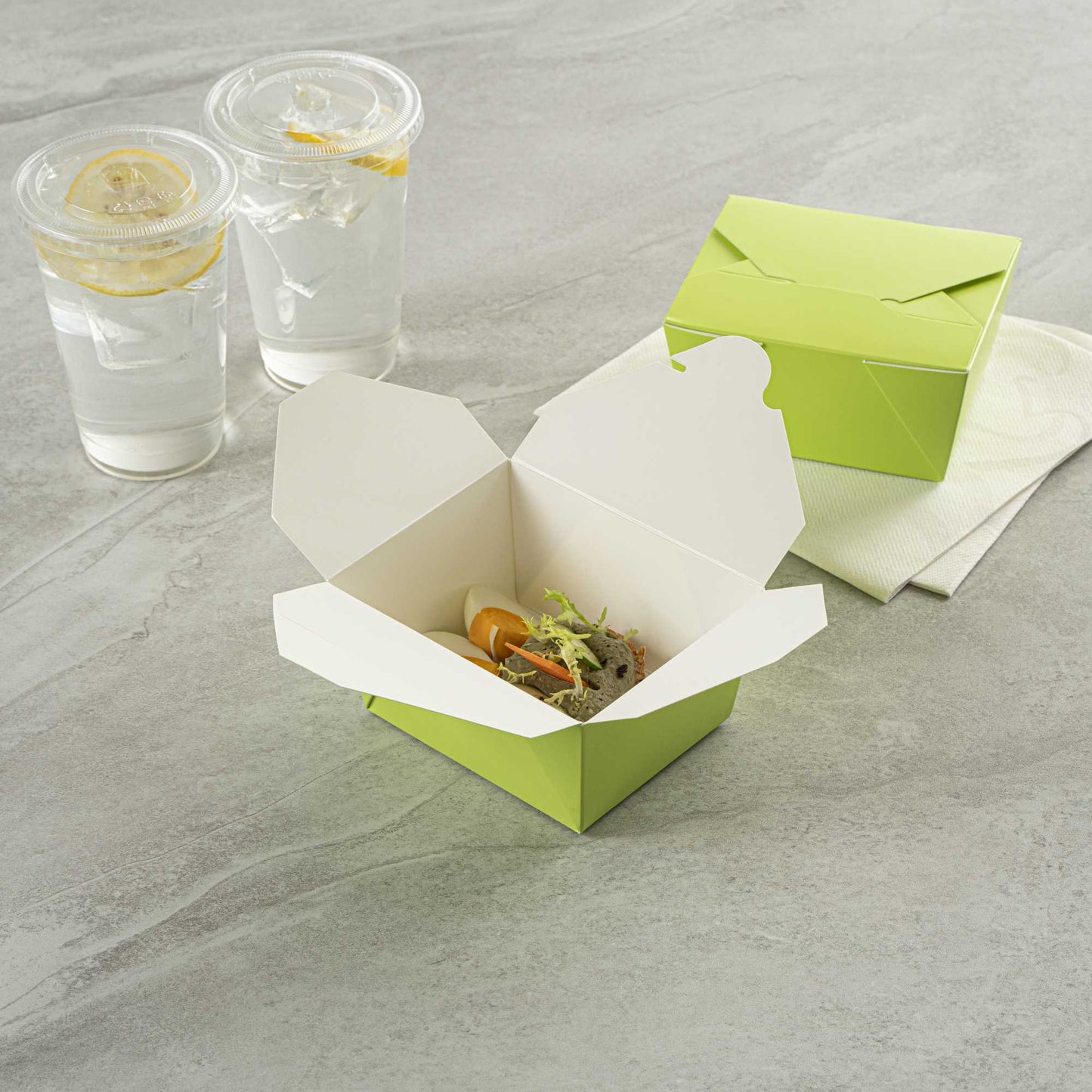 Bio Tek 30 oz Rectangle Eco Green Paper #1 Bio Box Take Out Container - 5" x 4" x 2 1/2" - 200 count box