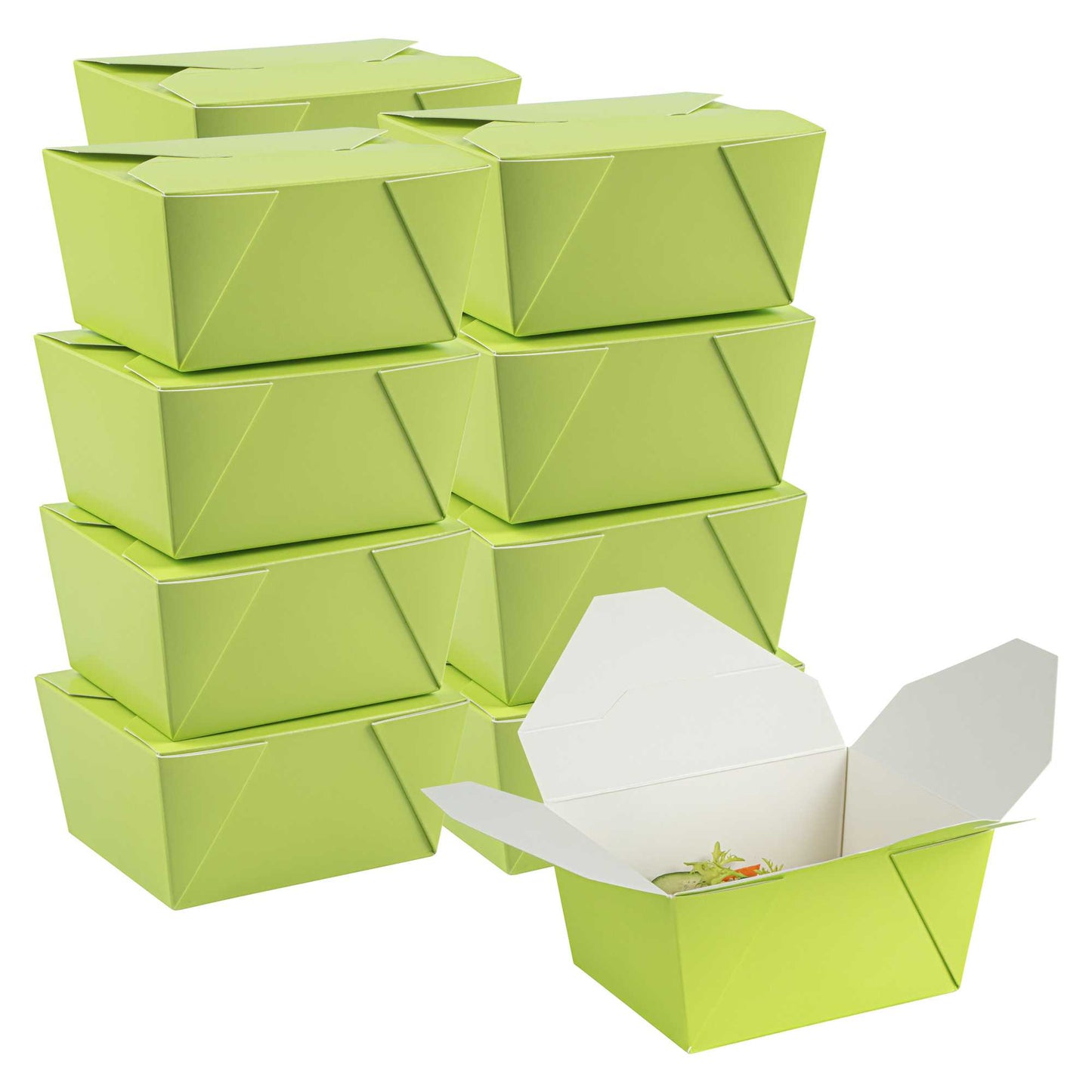 Bio Tek 30 oz Rectangle Eco Green Paper #1 Bio Box Take Out Container - 5" x 4" x 2 1/2" - 50 count box