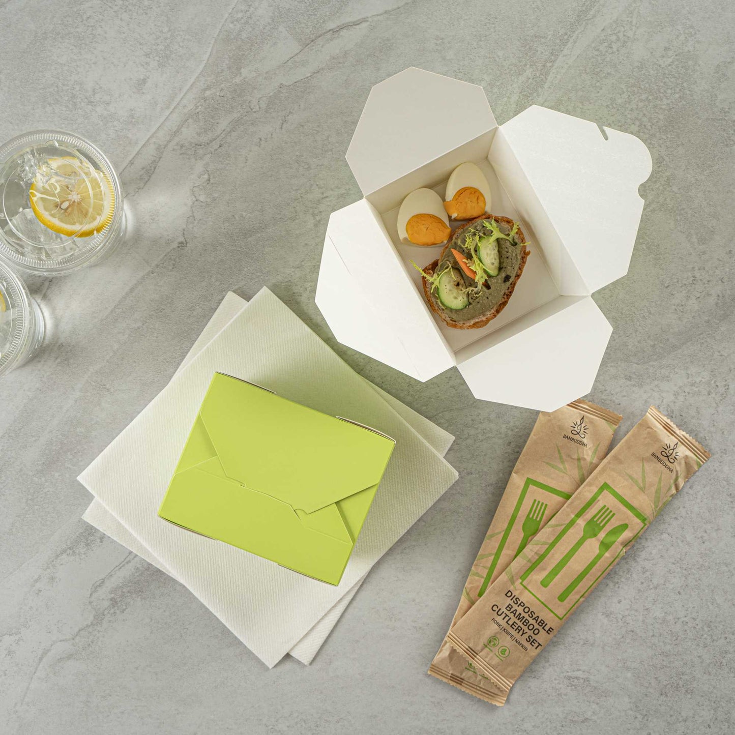 Bio Tek 30 oz Rectangle Eco Green Paper #1 Bio Box Take Out Container - 5" x 4" x 2 1/2" - 50 count box