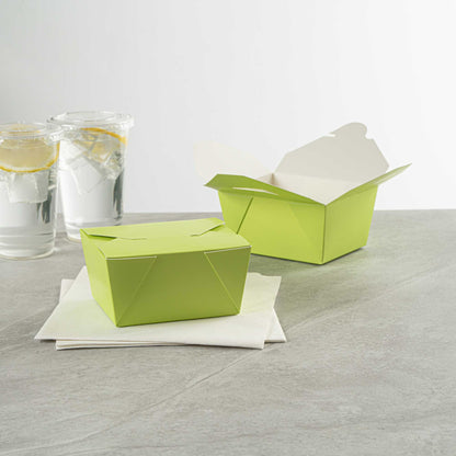 Bio Tek 30 oz Rectangle Eco Green Paper #1 Bio Box Take Out Container - 5" x 4" x 2 1/2" - 200 count box