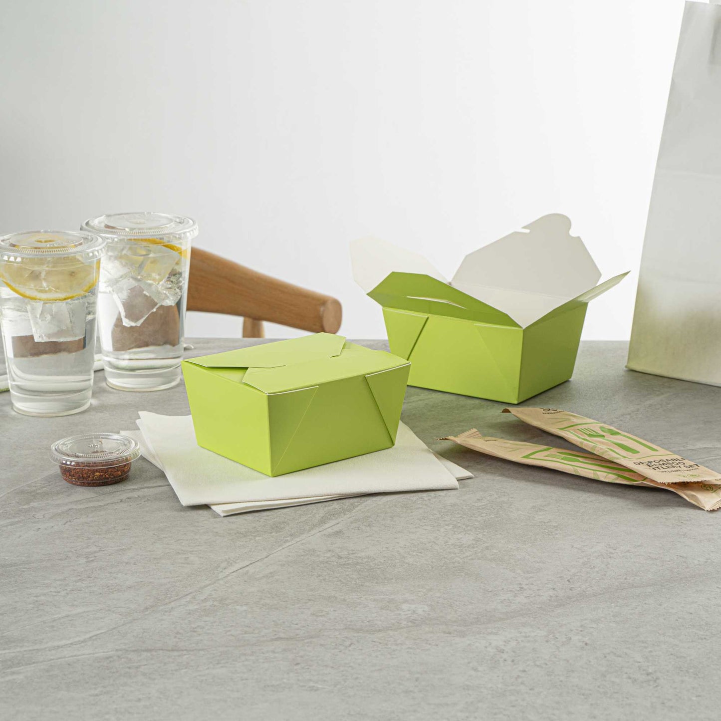 Bio Tek 30 oz Rectangle Eco Green Paper #1 Bio Box Take Out Container - 5" x 4" x 2 1/2" - 200 count box