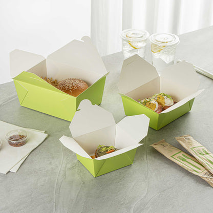 Bio Tek 30 oz Rectangle Eco Green Paper #1 Bio Box Take Out Container - 5" x 4" x 2 1/2" - 200 count box