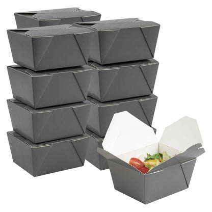 Bio Tek 30 oz Rectangle Gray Paper #1 Bio Box Take Out Container - 5" x 4" x 2 1/2" - 200 count box
