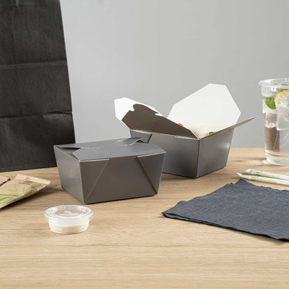 Bio Tek 30 oz Rectangle Gray Paper #1 Bio Box Take Out Container - 5" x 4" x 2 1/2" - 50 count box
