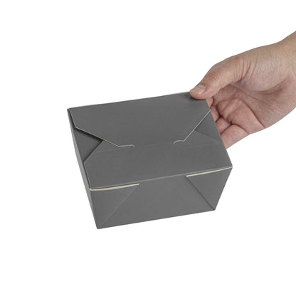 Bio Tek 30 oz Rectangle Gray Paper #1 Bio Box Take Out Container - 5" x 4" x 2 1/2" - 200 count box