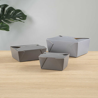 Bio Tek 30 oz Rectangle Gray Paper #1 Bio Box Take Out Container - 5" x 4" x 2 1/2" - 200 count box