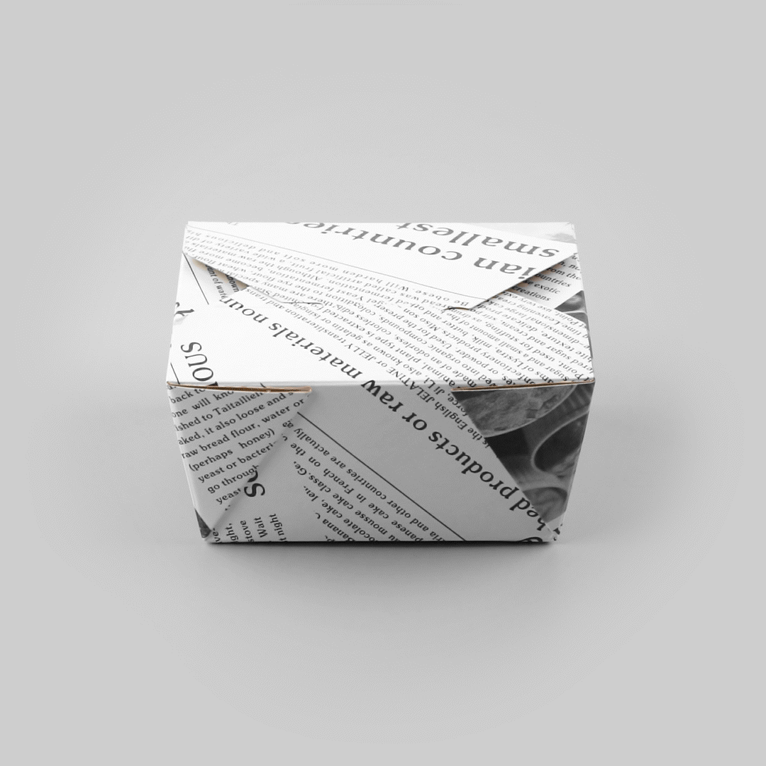 Bio Tek 30 oz Rectangle Newsprint Paper #1 Bio Box Take Out Container - 5" x 4" x 2 1/2" - 50 count box