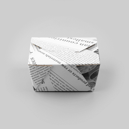 Bio Tek 30 oz Rectangle Newsprint Paper #1 Bio Box Take Out Container - 5" x 4" x 2 1/2" - 50 count box