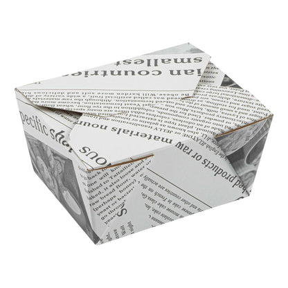 Bio Tek 30 oz Rectangle Newsprint Paper #1 Bio Box Take Out Container - 5" x 4" x 2 1/2" - 50 count box
