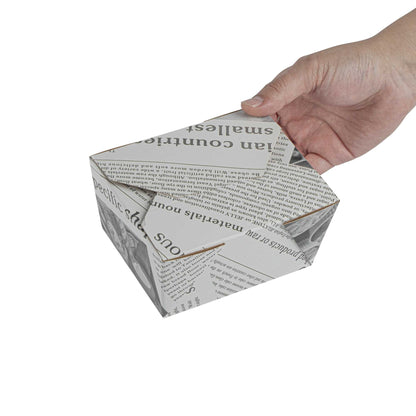 Bio Tek 30 oz Rectangle Newsprint Paper #1 Bio Box Take Out Container - 5" x 4" x 2 1/2" - 200 count box