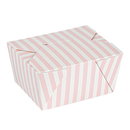 Bio Tek 30 oz Rectangle Pink and White Stripe Paper #1 Bio Box Take Out Container - 5" x 4" x 2 1/2" - 200 count box