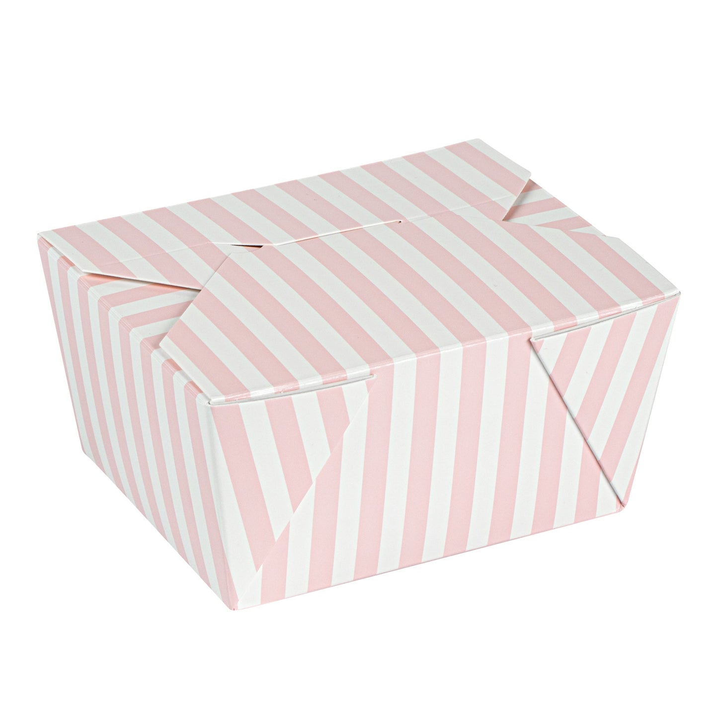 Bio Tek 30 oz Rectangle Pink and White Stripe Paper #1 Bio Box Take Out Container - 5" x 4" x 2 1/2" - 50 count box