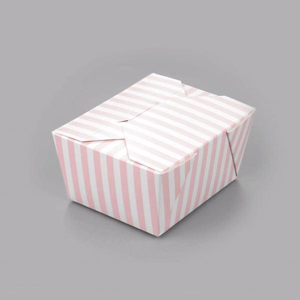 Bio Tek 30 oz Rectangle Pink and White Stripe Paper #1 Bio Box Take Out Container - 5" x 4" x 2 1/2" - 50 count box