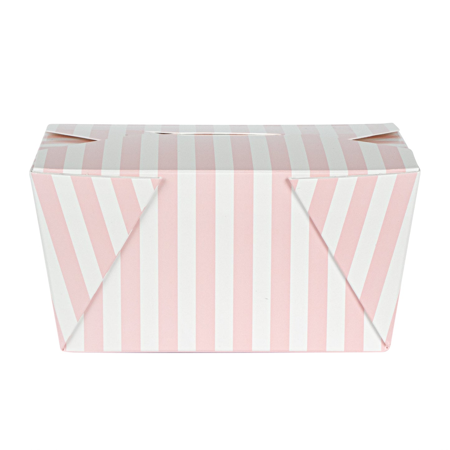 Bio Tek 30 oz Rectangle Pink and White Stripe Paper #1 Bio Box Take Out Container - 5" x 4" x 2 1/2" - 50 count box