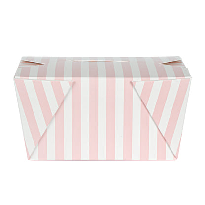 Bio Tek 30 oz Rectangle Pink and White Stripe Paper #1 Bio Box Take Out Container - 5" x 4" x 2 1/2" - 50 count box