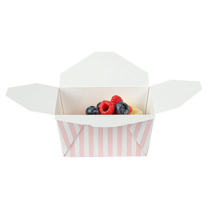 Bio Tek 30 oz Rectangle Pink and White Stripe Paper #1 Bio Box Take Out Container - 5" x 4" x 2 1/2" - 200 count box