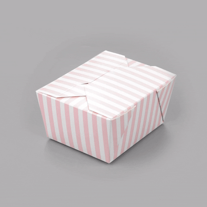 Bio Tek 30 oz Rectangle Pink and White Stripe Paper #1 Bio Box Take Out Container - 5" x 4" x 2 1/2" - 200 count box