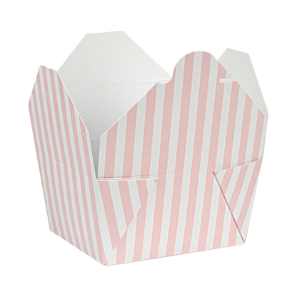 Bio Tek 30 oz Rectangle Pink and White Stripe Paper #1 Bio Box Take Out Container - 5" x 4" x 2 1/2" - 200 count box