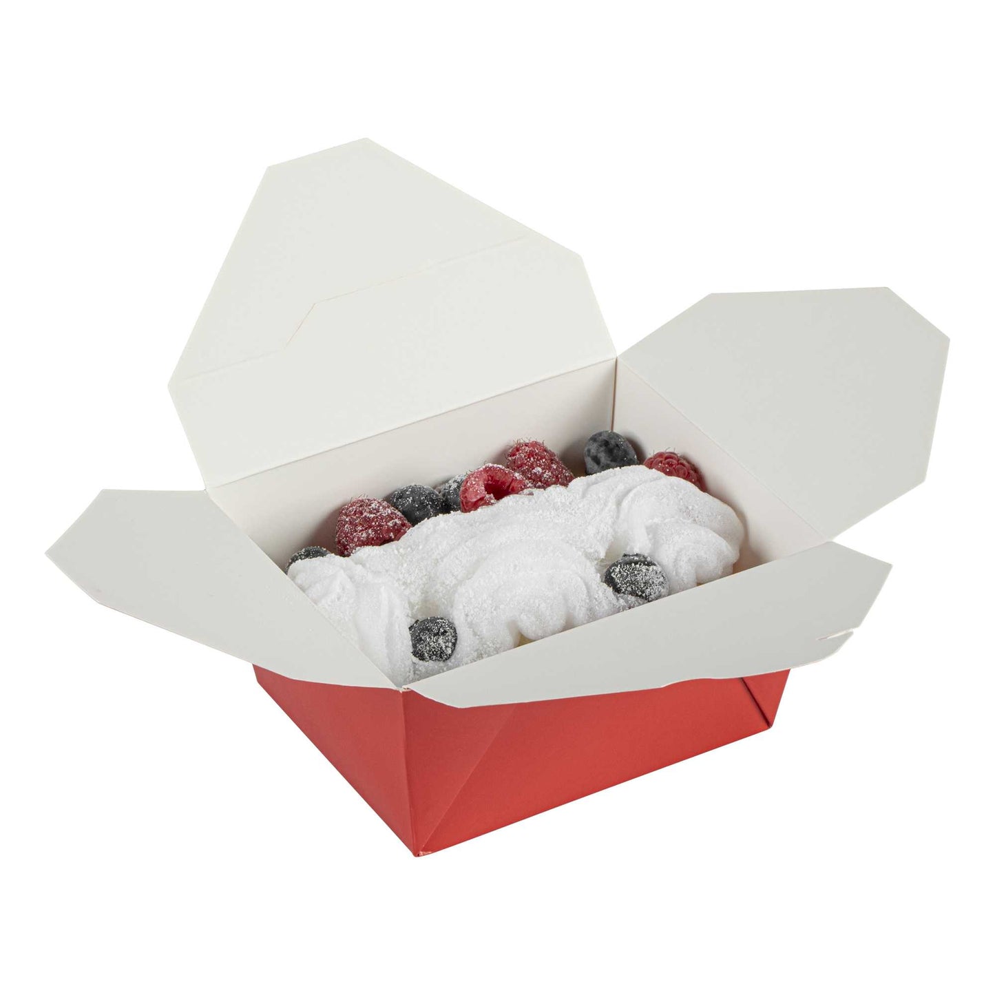 Bio Tek 30 oz Rectangle Red Paper #1 Bio Box Take Out Container - 5" x 4" x 2 1/2" - 50 count box
