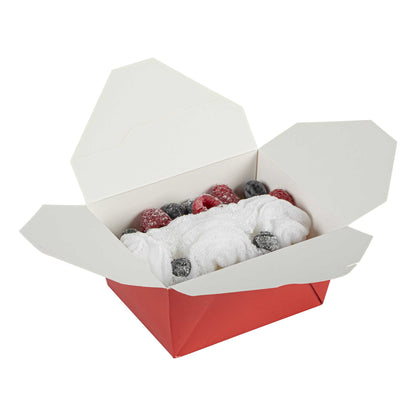 Bio Tek 30 oz Rectangle Red Paper #1 Bio Box Take Out Container - 5" x 4" x 2 1/2" - 50 count box