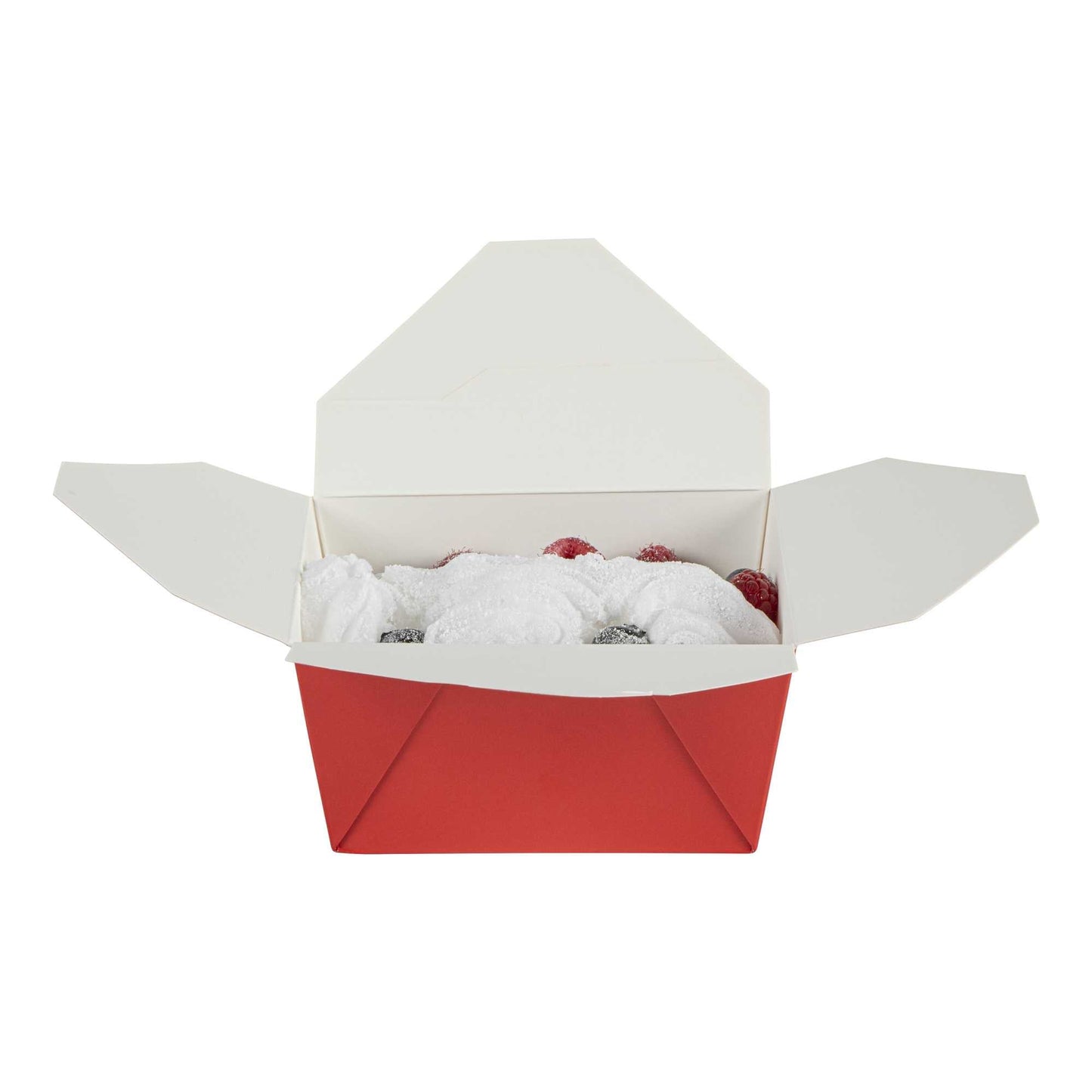 Bio Tek 30 oz Rectangle Red Paper #1 Bio Box Take Out Container - 5" x 4" x 2 1/2" - 50 count box