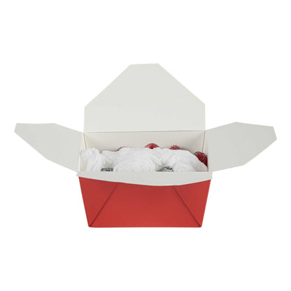 Bio Tek 30 oz Rectangle Red Paper #1 Bio Box Take Out Container - 5" x 4" x 2 1/2" - 50 count box