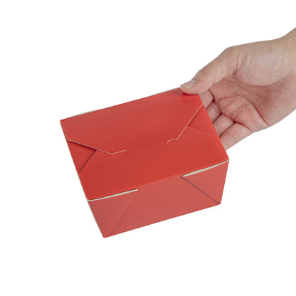 Bio Tek 30 oz Rectangle Red Paper #1 Bio Box Take Out Container - 5" x 4" x 2 1/2" - 50 count box