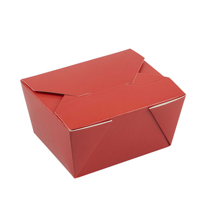 Bio Tek 30 oz Rectangle Red Paper #1 Bio Box Take Out Container - 5" x 4" x 2 1/2" - 50 count box