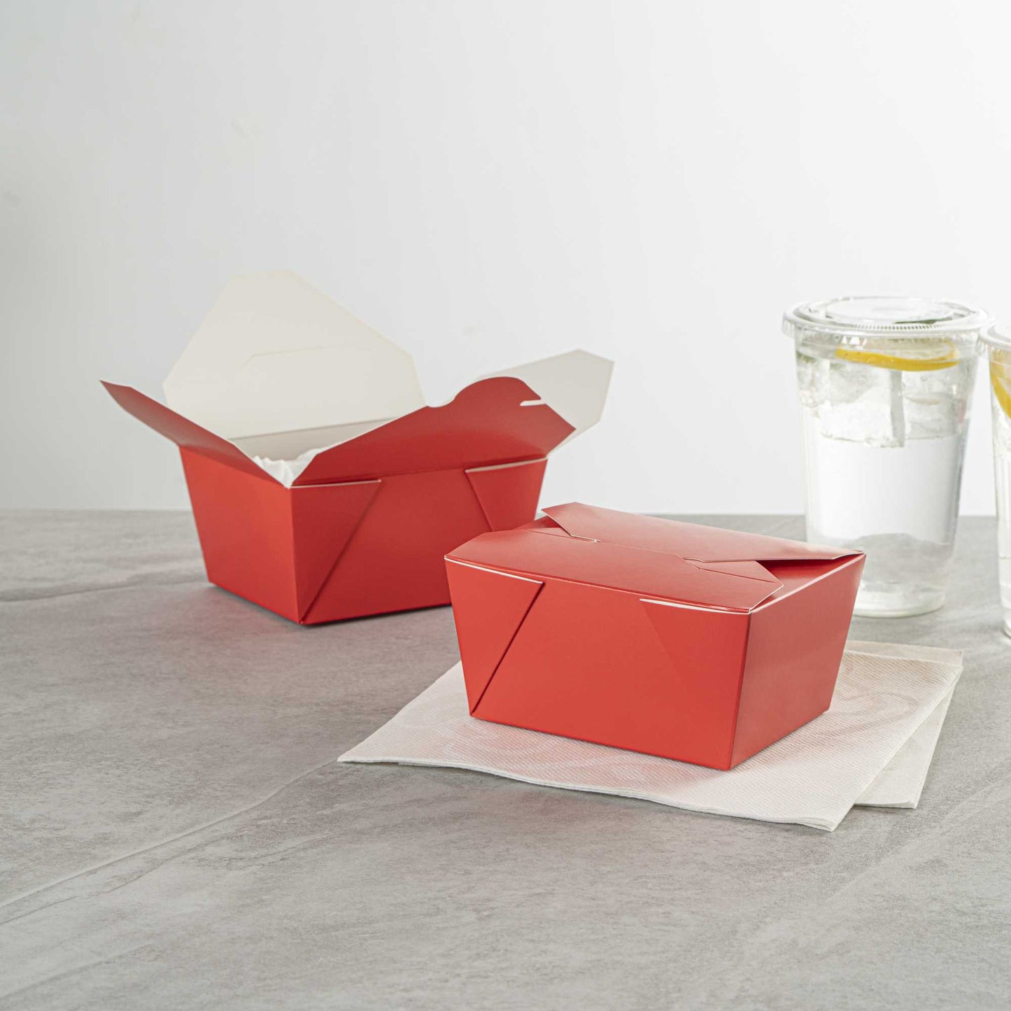 Bio Tek 30 oz Rectangle Red Paper #1 Bio Box Take Out Container - 5" x 4" x 2 1/2" - 50 count box