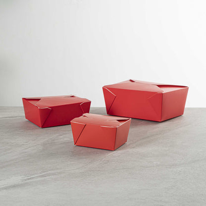 Bio Tek 30 oz Rectangle Red Paper #1 Bio Box Take Out Container - 5" x 4" x 2 1/2" - 50 count box