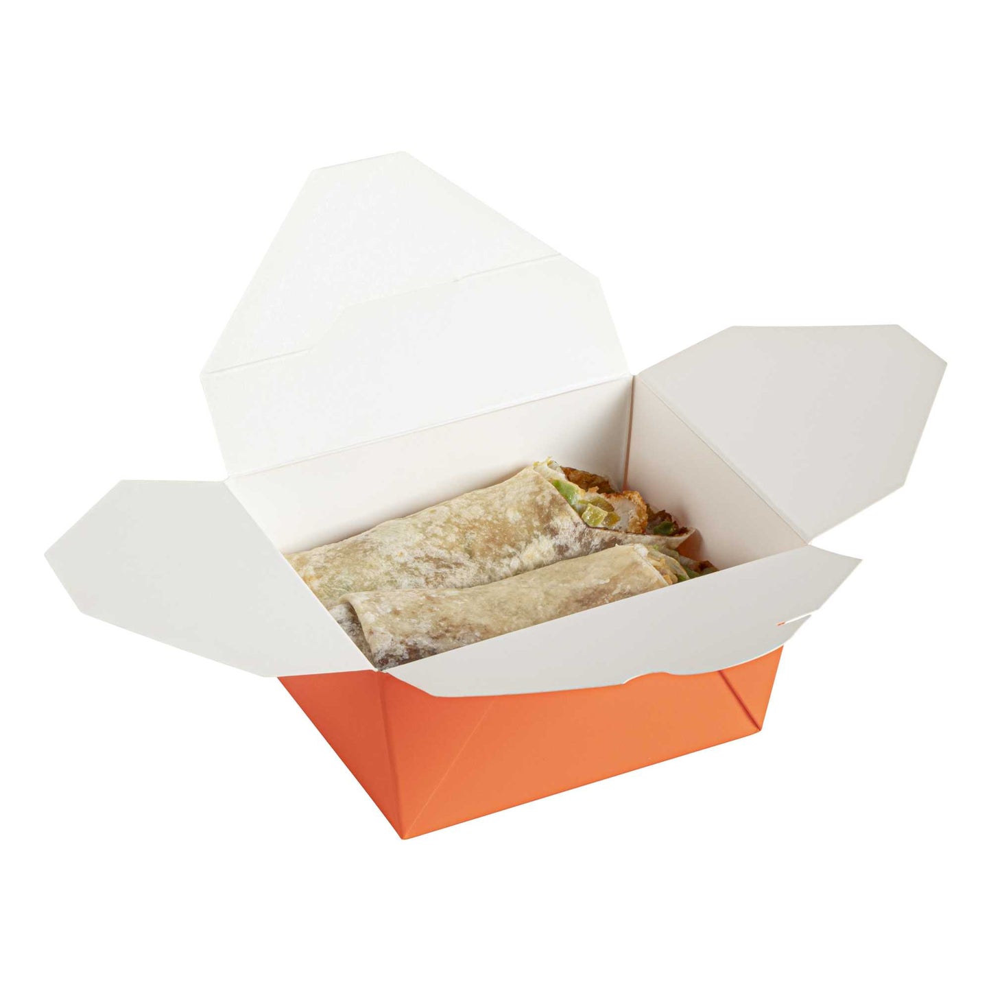 Bio Tek 30 oz Rectangle Tangerine Orange Paper #1 Bio Box Take Out Container - 5" x 4" x 2 1/2" - 50 count box