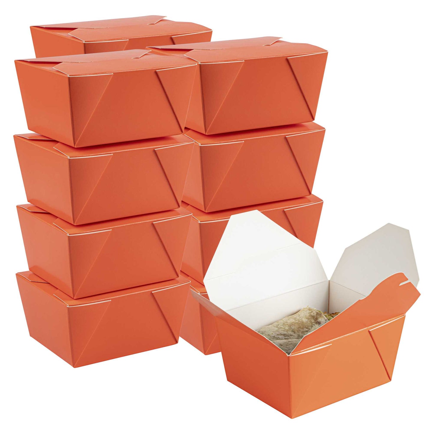 Bio Tek 30 oz Rectangle Tangerine Orange Paper #1 Bio Box Take Out Container - 5" x 4" x 2 1/2" - 50 count box