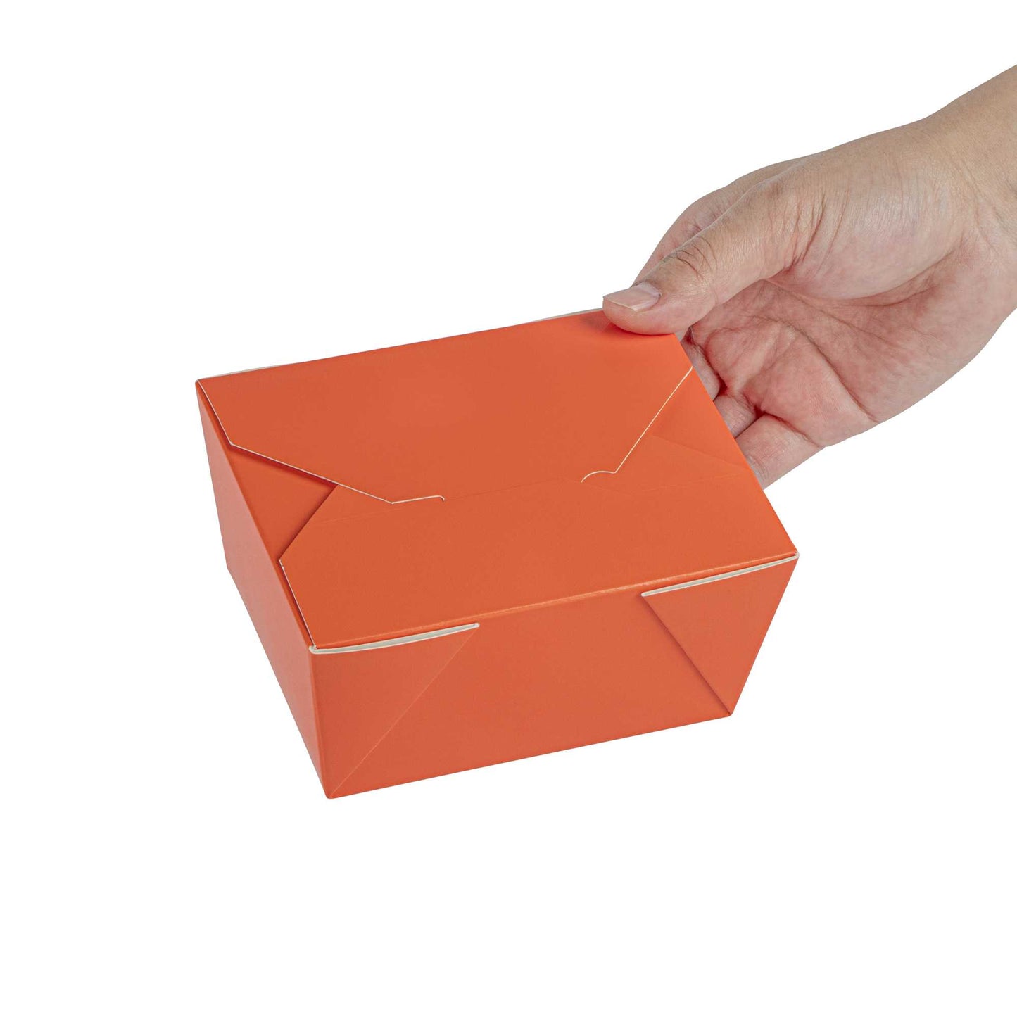 Bio Tek 30 oz Rectangle Tangerine Orange Paper #1 Bio Box Take Out Container - 5" x 4" x 2 1/2" - 50 count box