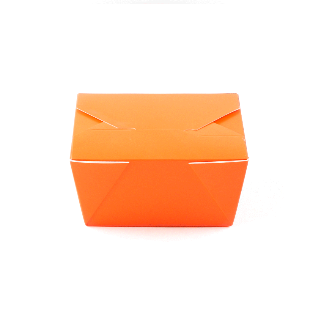Bio Tek 30 oz Rectangle Tangerine Orange Paper #1 Bio Box Take Out Container - 5" x 4" x 2 1/2" - 50 count box
