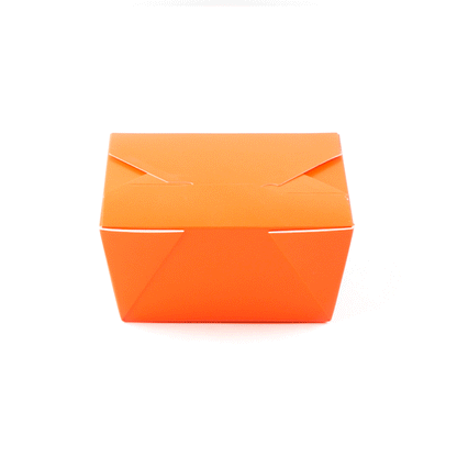 Bio Tek 30 oz Rectangle Tangerine Orange Paper #1 Bio Box Take Out Container - 5" x 4" x 2 1/2" - 50 count box