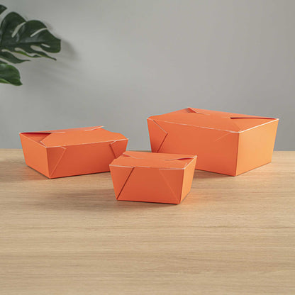 Bio Tek 30 oz Rectangle Tangerine Orange Paper #1 Bio Box Take Out Container - 5" x 4" x 2 1/2" - 50 count box