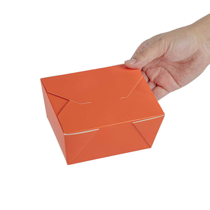 Bio Tek 30 oz Rectangle Tangerine Orange Paper #1 Bio Box Take Out Container - 5" x 4" x 2 1/2" - 200 count box