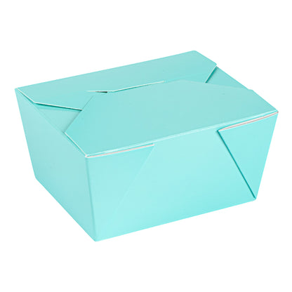 Bio Tek 30 oz Rectangle Turquoise Paper #1 Bio Box Take Out Container - 5" x 4" x 2 1/2" - 50 count box