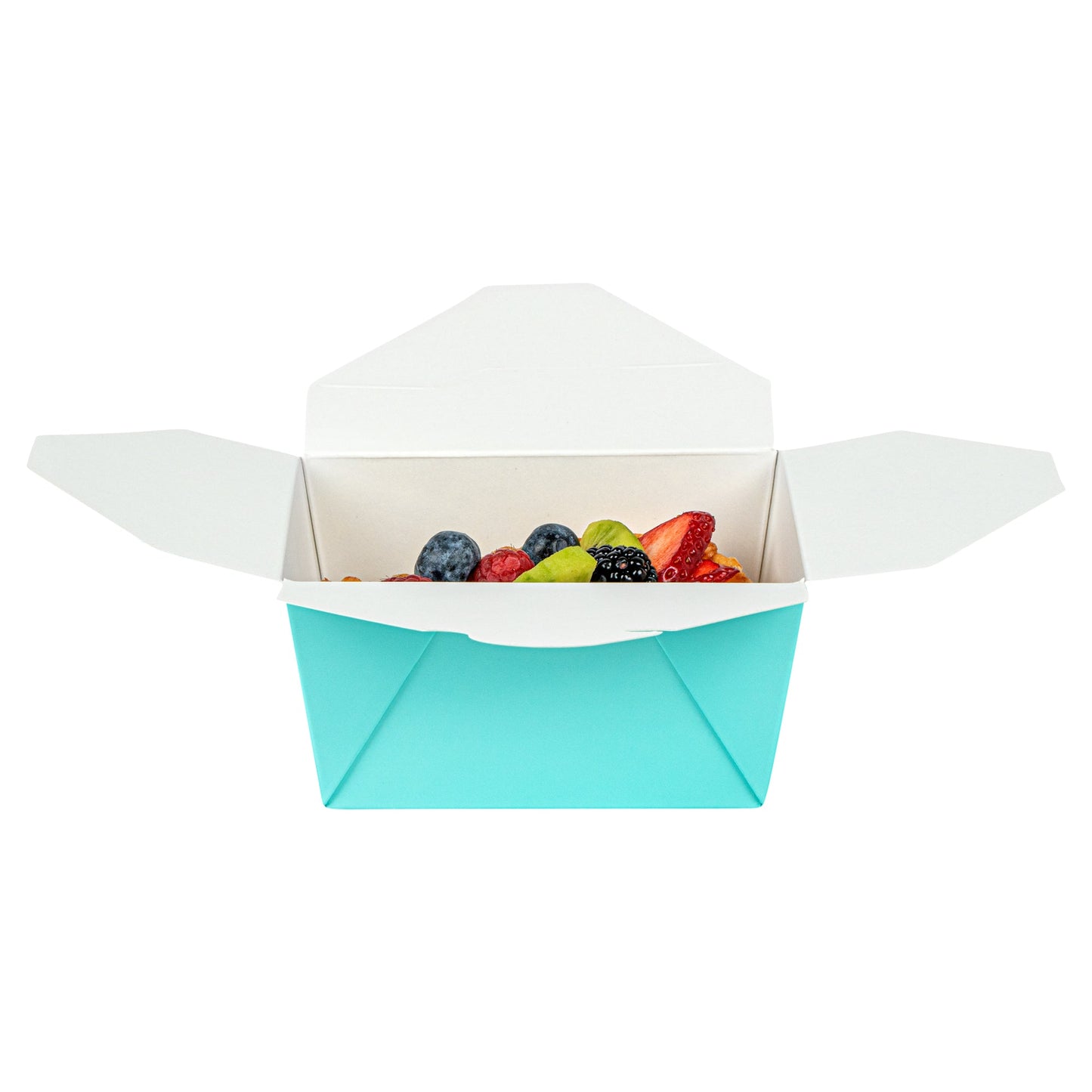 Bio Tek 30 oz Rectangle Turquoise Paper #1 Bio Box Take Out Container - 5" x 4" x 2 1/2" - 50 count box