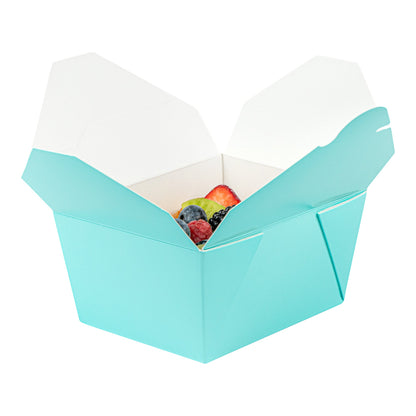 Bio Tek 30 oz Rectangle Turquoise Paper #1 Bio Box Take Out Container - 5" x 4" x 2 1/2" - 50 count box