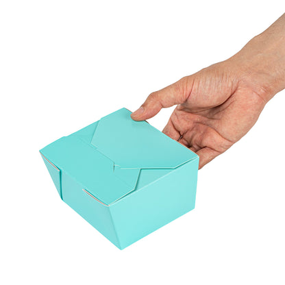 Bio Tek 30 oz Rectangle Turquoise Paper #1 Bio Box Take Out Container - 5" x 4" x 2 1/2" - 50 count box