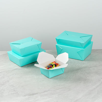 Bio Tek 30 oz Rectangle Turquoise Paper #1 Bio Box Take Out Container - 5" x 4" x 2 1/2" - 50 count box