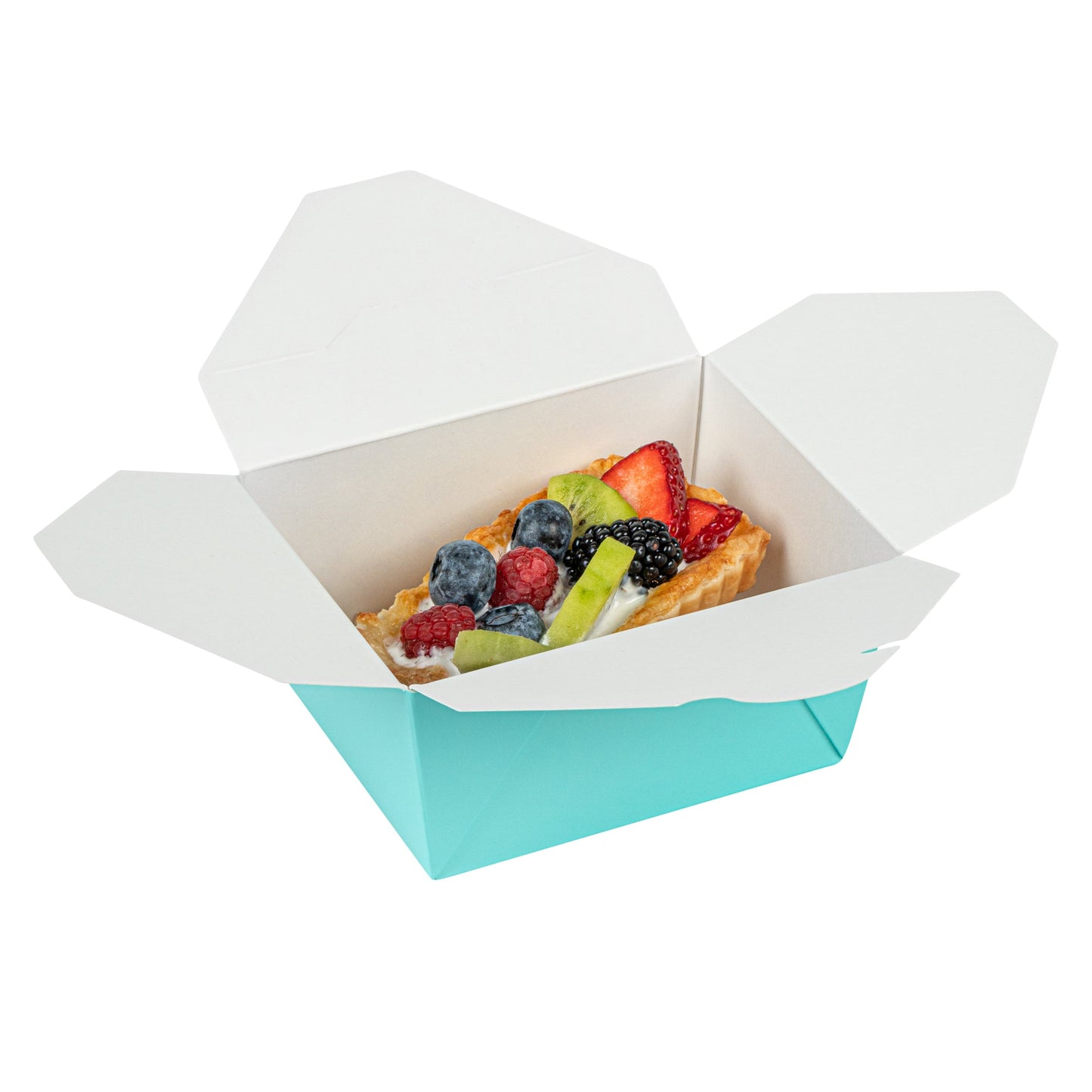 Bio Tek 30 oz Rectangle Turquoise Paper #1 Bio Box Take Out Container - 5" x 4" x 2 1/2" - 200 count box