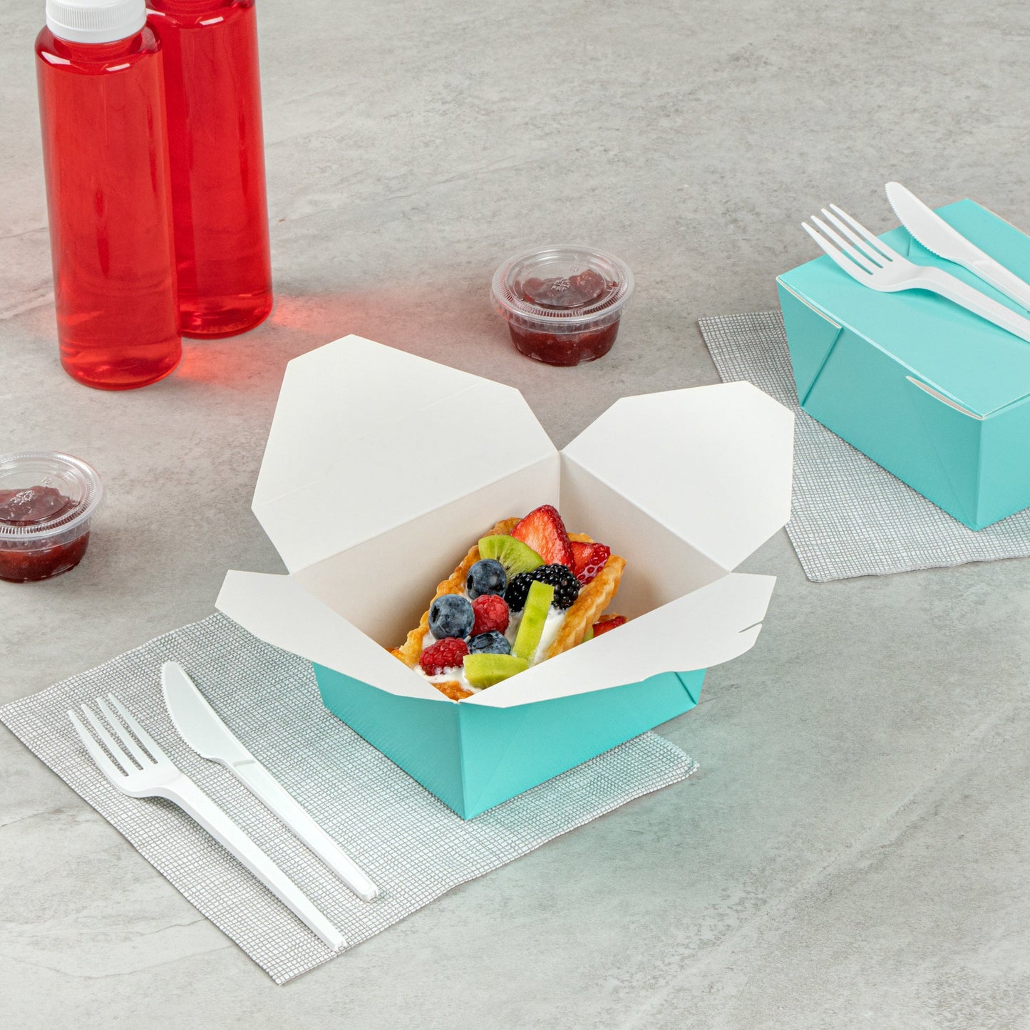 Bio Tek 30 oz Rectangle Turquoise Paper #1 Bio Box Take Out Container - 5" x 4" x 2 1/2" - 200 count box