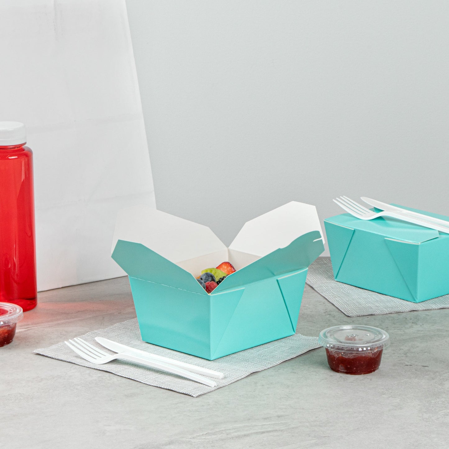 Bio Tek 30 oz Rectangle Turquoise Paper #1 Bio Box Take Out Container - 5" x 4" x 2 1/2" - 200 count box