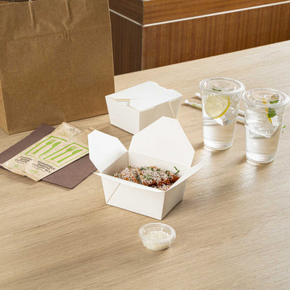 Bio Tek 30 oz Rectangle White Paper #1 Bio Box Take Out Container - 5" x 4" x 2 1/2" - 200 count box