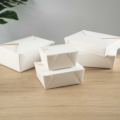 Bio Tek 30 oz Rectangle White Paper #1 Bio Box Take Out Container - 5" x 4" x 2 1/2" - 200 count box