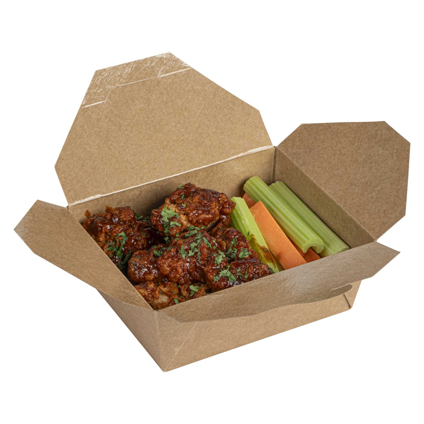 Bio Tek 45 oz Rectangle Kraft Paper #8 Bio Box Take Out Container - 6 3/4" x 5 1/2" x 2 1/2" - 50 count box