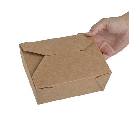 Bio Tek 45 oz Rectangle Kraft Paper #8 Bio Box Take Out Container - 6 3/4" x 5 1/2" x 2 1/2" - 50 count box
