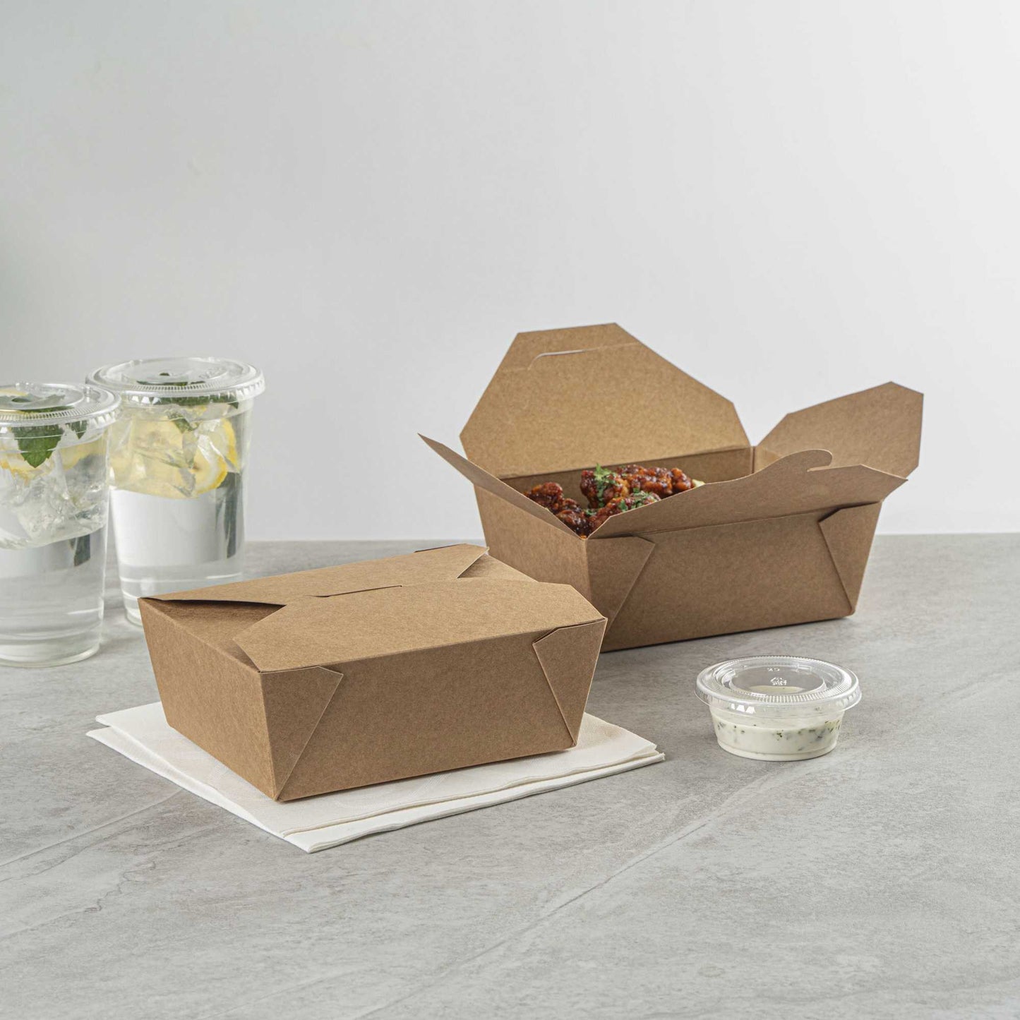 Bio Tek 45 oz Rectangle Kraft Paper #8 Bio Box Take Out Container - 6 3/4" x 5 1/2" x 2 1/2" - 50 count box